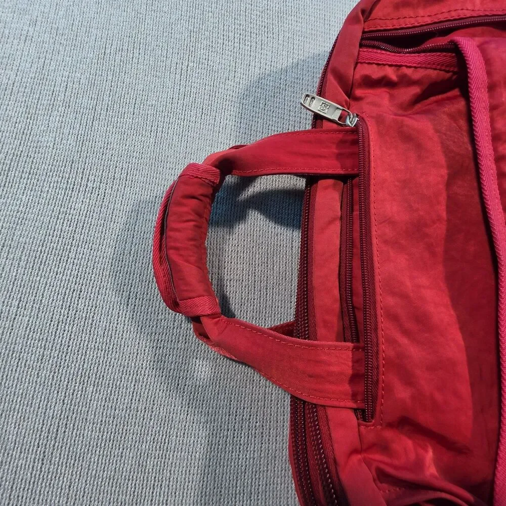 Sentoza Red Nylon Backpack for 15 in Laptop, Padded, Partitions, Solid Pattern